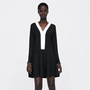 New Zara Long Sleeve Black & White Dress
